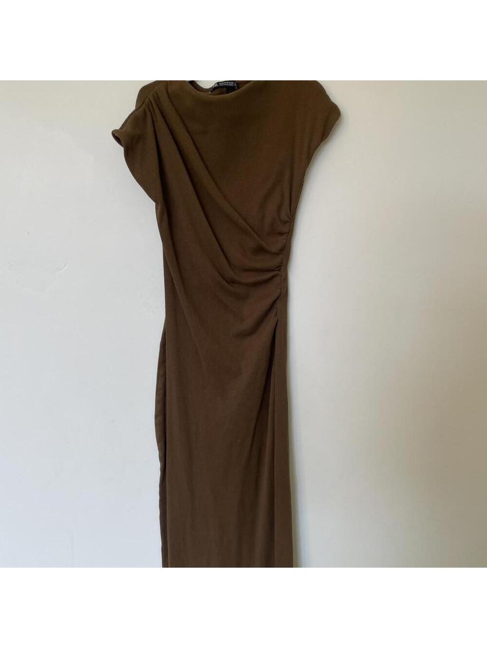 Brown Zara midi bodycon dress